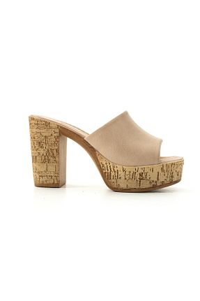 دمپائی بژ زنانه پاشنه پلتفرم Gökçe Shoes - کد 920724336
