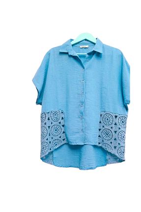 پیراهن آبی زنانه گشاد rose moda - کد 844415236