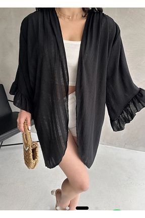 کیمونو و کافتان مشکی زنانه بافت Renginbutik - کد 920738018