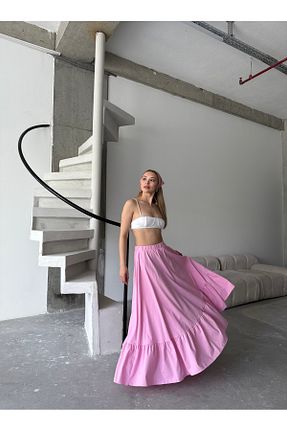 دامن صورتی زنانه پنبه ای Zey Studio - کد 920756268