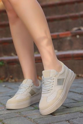 کفش اسنیکر بژ زنانه بند دار otuzbesshoes - کد 920759483