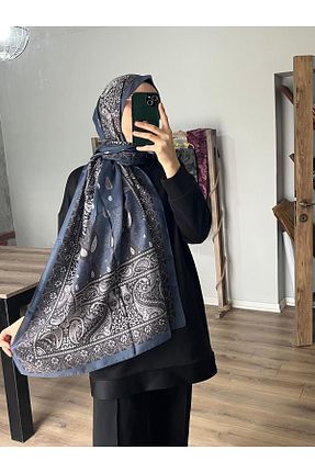 شال آبی زنانه پنبه پلی استر Merwiss - کد 920763828