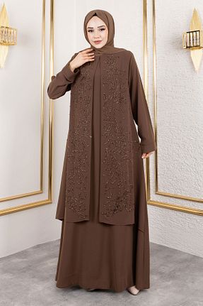 لباس حجاب قهوه ای رگولار Tesettür Dünyası - کد 920771225