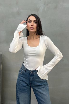 بلوز سفید زنانه ساده msm fashion - کد 888715556