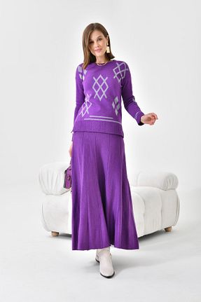ست بالاتنه و پائین تنه بنفش زنانه تریکو Garmi - کد 816939434