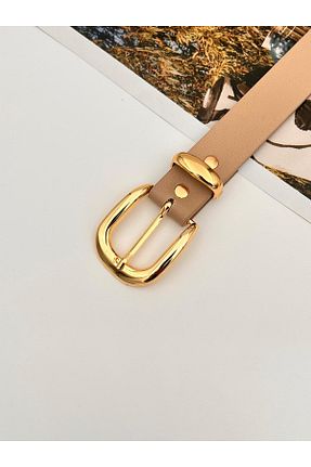 کمربند بژ زنانه چرم مصنوعی Descoin - کد 892480406