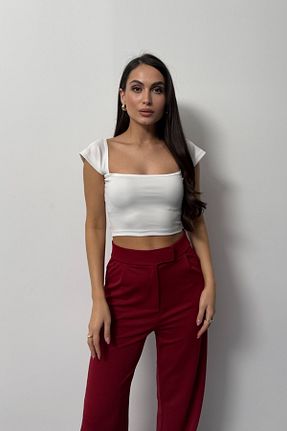 تیشرت سفید زنانه کروپ فیت msm fashion - کد 888266692