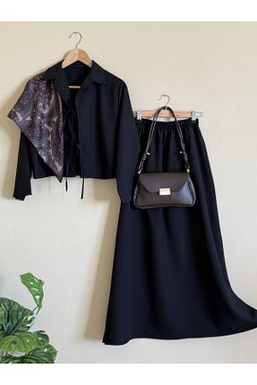 ست بالاتنه و پائین تنه مشکی زنانه بافتنی ENDAMIM - کد 845429227