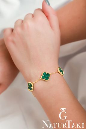 دستبند نقره سبز زنانه 925 عیار Naturtakı - کد 920864396