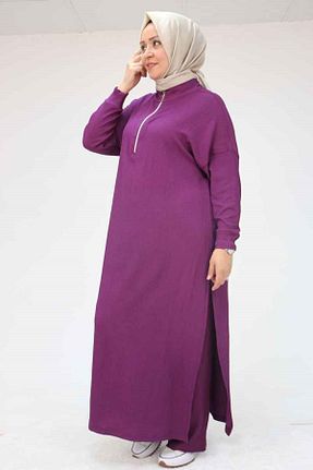 ست بالاتنه و پائین تنه حجاب بنفش زنانه سایز بزرگ Eslina - کد 920853403