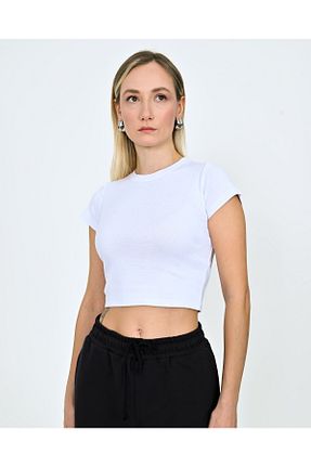 تیشرت سفید زنانه یقه دوچرخه BEC