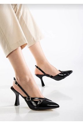 کفش پاشنه بلند کلاسیک مشکی زنانه چرم لاکی oliviashoes - کد 920120732