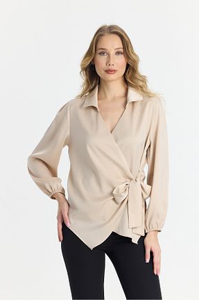 بلوز بژ زنانه ساده OQQA - کد 898238647
