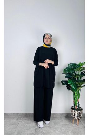 ست بالاتنه و پائین تنه مشکی زنانه بافتنی SOFT - کد 920941934