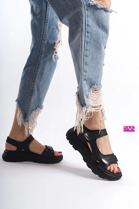صندل مشکی زنانه پاشنه تخت Demashoes - کد 920941641