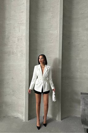کت بلیزر سفید زنانه Relaxed Neşeli Butik - کد 920977931