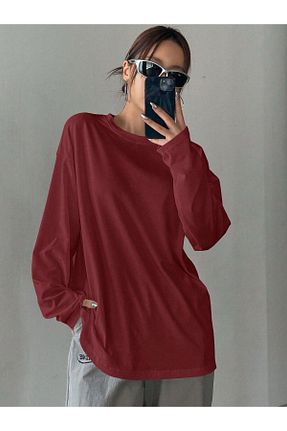 تیشرت زرشکی زنانه Relaxed AURAN COUTURE - کد 920977943