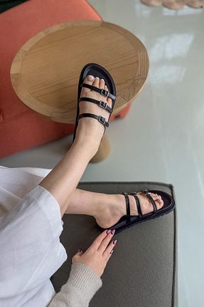 صندل مشکی زنانه پاشنه تخت shopcolic - کد 921769678