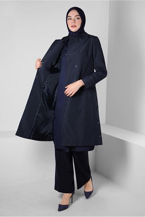 ترنچکت حجاب سرمه ای زنانه بدون آستر Alvina - کد 789852209