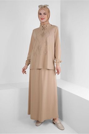 ست گرمکن حجاب بژ زنانه رگولار Alvina - کد 859861750