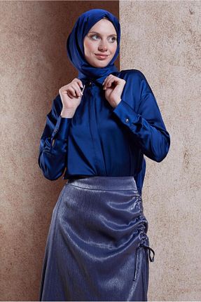 بلوز حجاب سرمه ای زنانه رگولار Alvina - کد 848988323