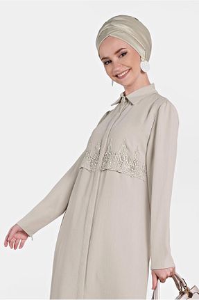 تونیک حجاب بژ زنانه پلی استر Alvina - کد 872054443