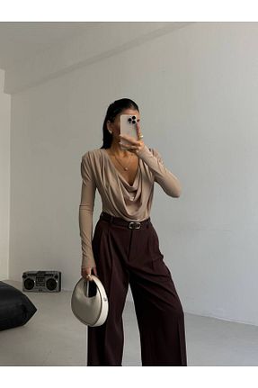 بلوز بژ زنانه ساده Castivo Fashion - کد 921055923