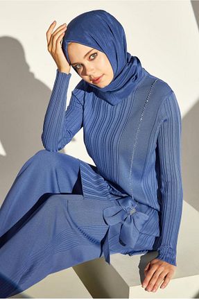 ست بالاتنه و پائین تنه حجاب سرمه ای زنانه رگولار Alvina - کد 890886230