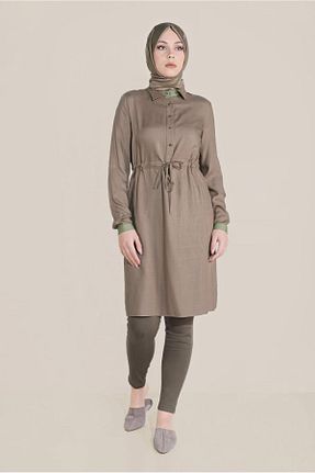 تونیک حجاب قهوه ای زنانه پنبه ای Alvina - کد 872833315