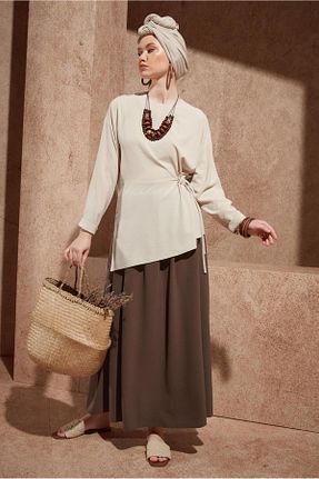 دامن حجاب قهوه ای زنانه رگولار Alvina - کد 831789500