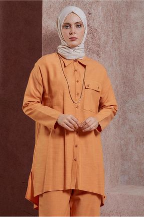 ست بالاتنه و پائین تنه حجاب نارنجی زنانه رگولار Alvina - کد 820192835