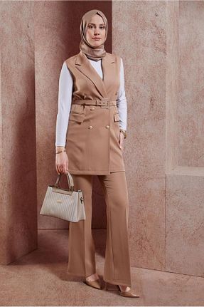 ست بالاتنه و پائین تنه حجاب قهوه ای زنانه رگولار Alvina - کد 828580503