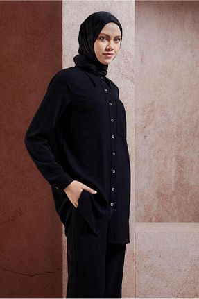 ست بالاتنه و پائین تنه حجاب مشکی زنانه رگولار Alvina - کد 854289426
