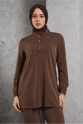 ست گرمکن حجاب قهوه ای زنانه رگولار Alvina - کد 895714373