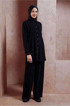 ست بالاتنه و پائین تنه حجاب مشکی زنانه رگولار Alvina - کد 854289426