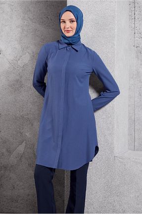 تونیک حجاب آبی زنانه مخلوط پلی استر Alvina - کد 865109067