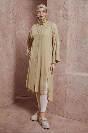 تونیک حجاب بژ زنانه مخلوط ویسکون Alvina - کد 833022315
