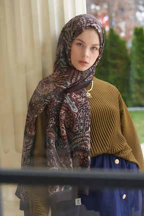 شال قهوه ای زنانه ویسکون ED Scarf - کد 812236172