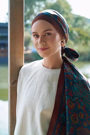 شال نارنجی زنانه ویسکون ED Scarf - کد 872472461