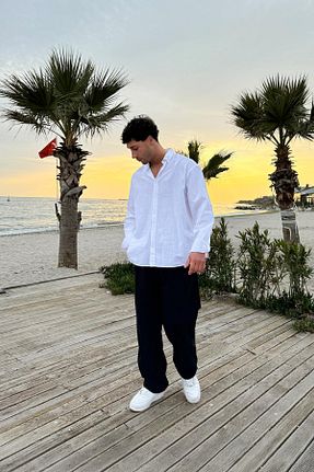 پیراهن سفید مردانه اورسایز Flaw Wear - کد 921075519