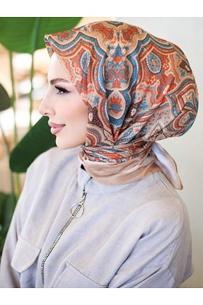 روسری بژ پنبه پلی استر efdal şal eşarp - کد 921087640
