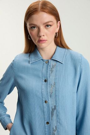 کلاه و ابایا آبی زنانه جین Zühre - کد 921099602