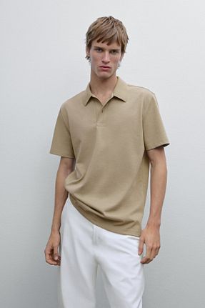 پولوشرت بژ مردانه پنبه ای Massimo Dutti - کد 921090147