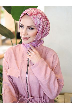 روسری صورتی پنبه پلی استر efdal şal eşarp - کد 921087631
