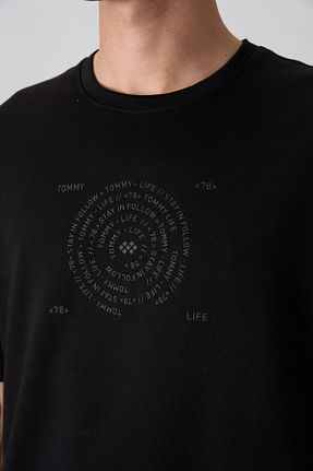 تیشرت مشکی مردانه رگولار TOMMY LIFE - کد 811893015