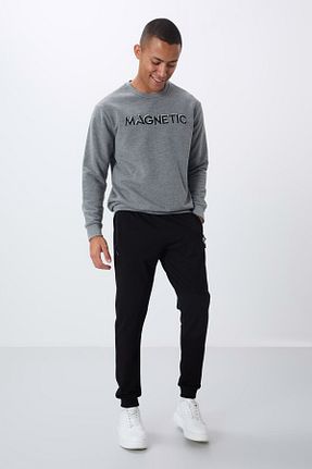 سوئیشرت طوسی مردانه Slogan TOMMY LIFE - کد 142761654