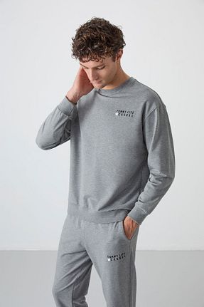 ست گرمکن طوسی مردانه پنبه ای TOMMY LIFE - کد 2898942