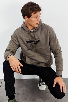سوئیشرت قهوه ای مردانه چاپی TOMMY LIFE - کد 142786748