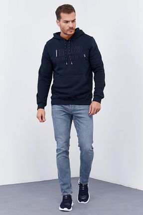 سوئیشرت سرمه ای مردانه چاپی TOMMY LIFE - کد 61831749