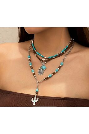 گردنبند جواهر رنگی زنانه فلزی Miracle - کد 921139071